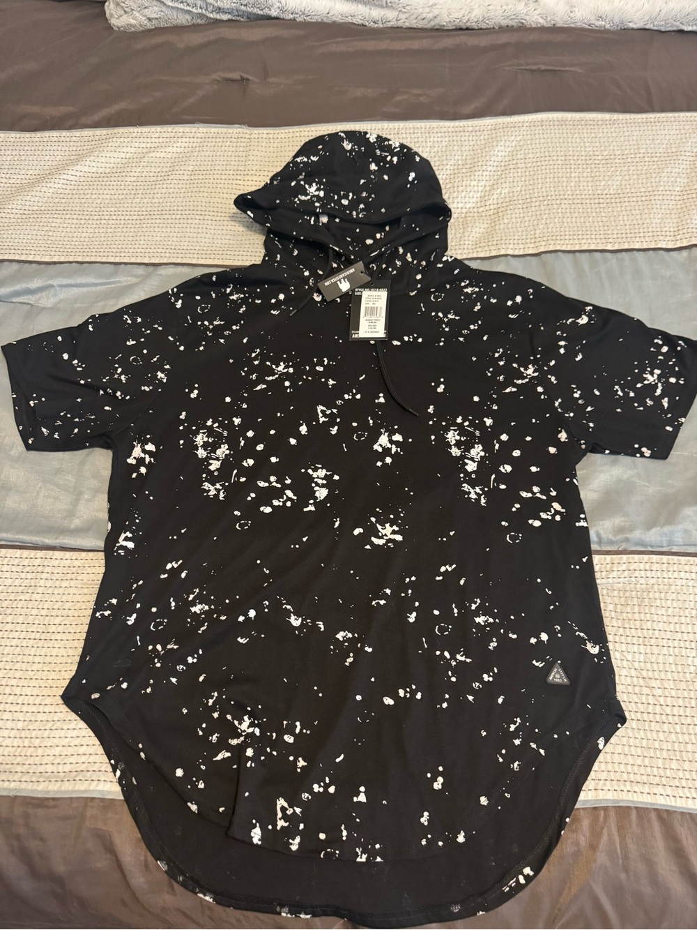 American Stitch Black Tee with White Paint-Splash Accents